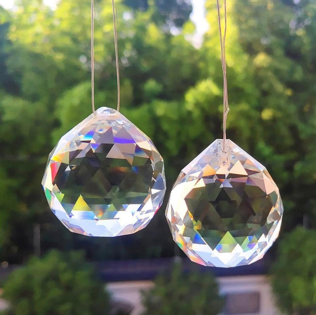 2pcs suncatchers Crystal Glass Ball Prism Rainbow Maker Suncatcher Hanging Pendant