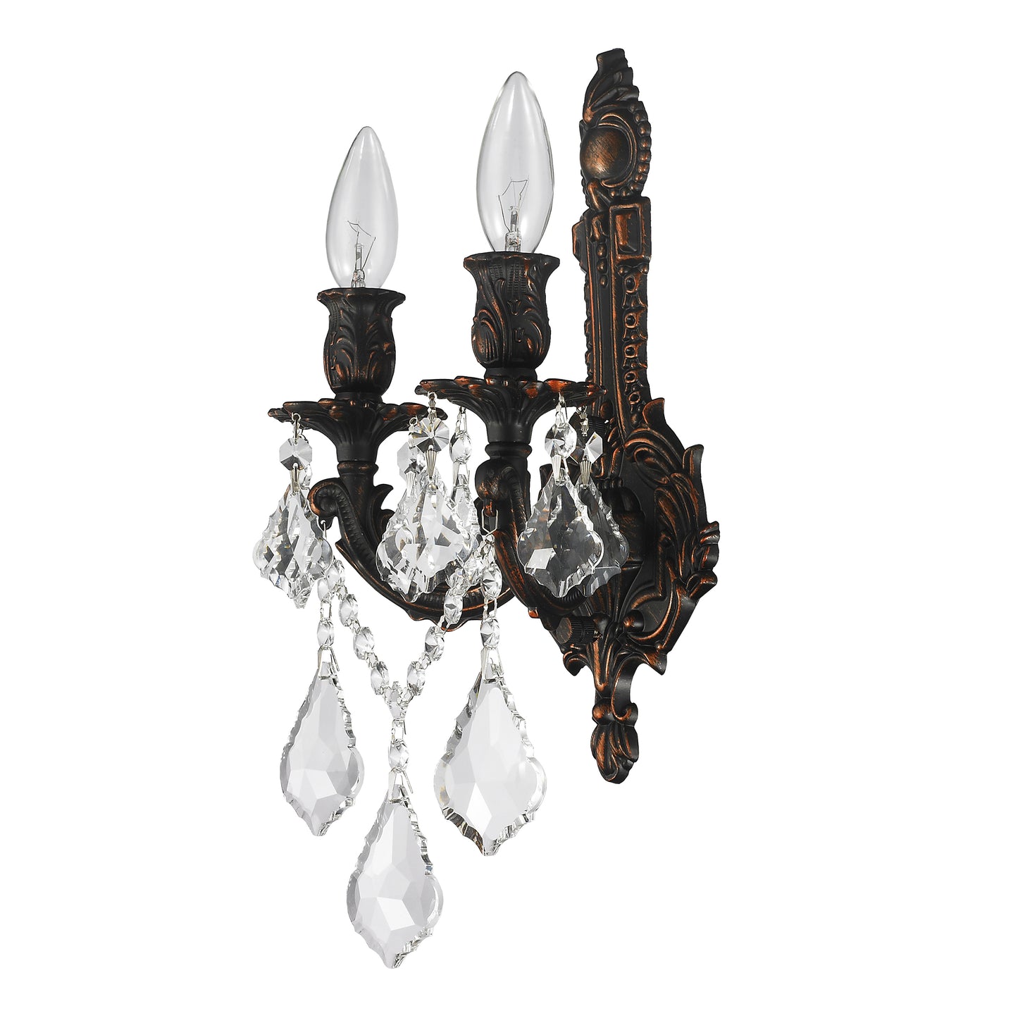 Versailles 2-Light dark Bronze Finish Crystal Wall Sconce Light