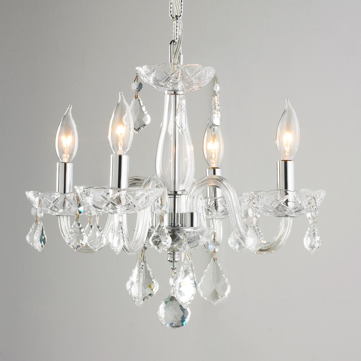 Clarion 4-Light Chrome Finish and Clear Crystal Chandelier