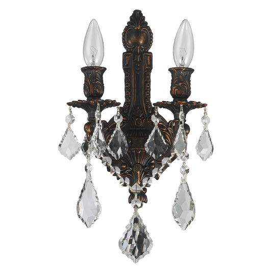 Versailles 2-Light dark Bronze Finish Crystal Wall Sconce Light