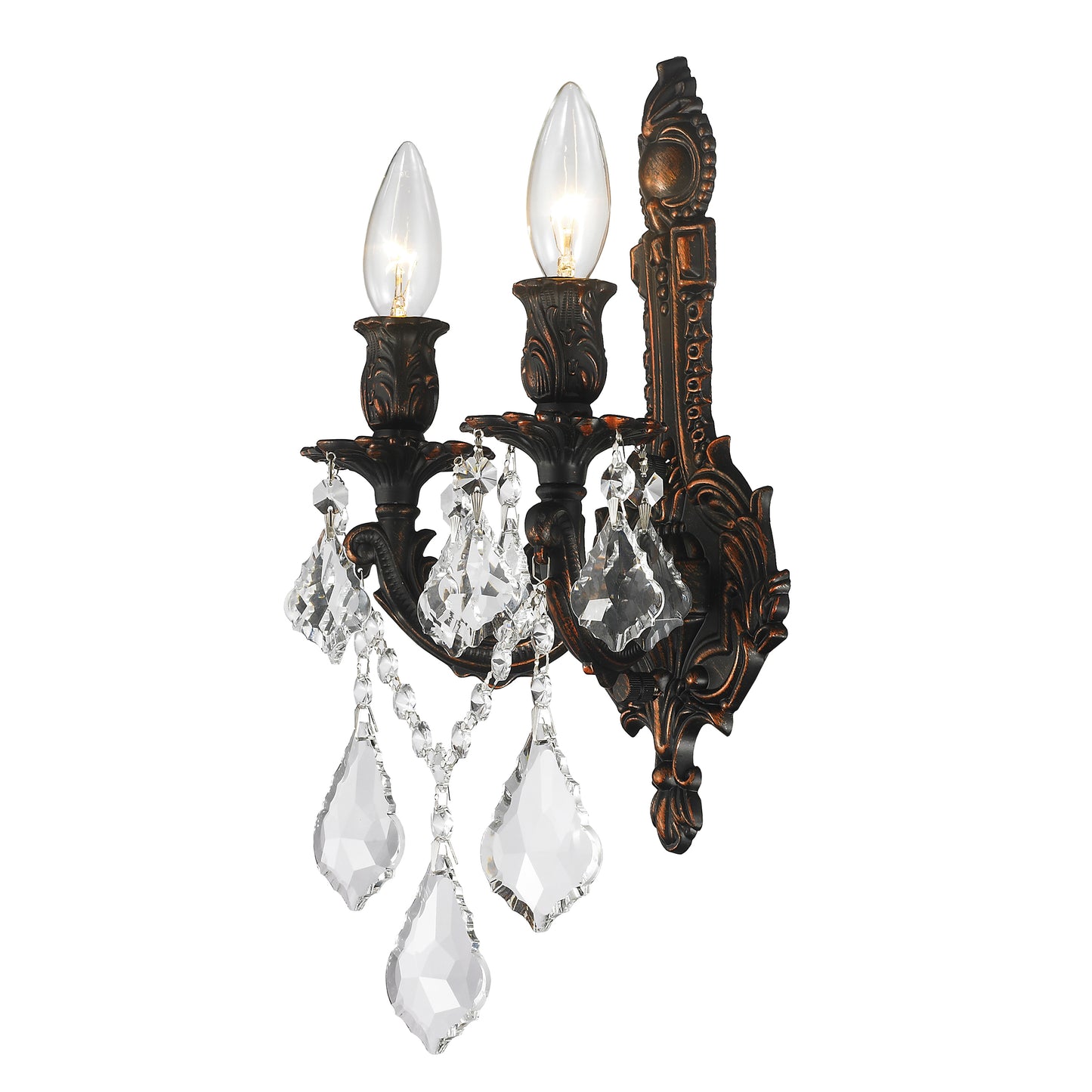 Versailles 2-Light dark Bronze Finish Crystal Wall Sconce Light