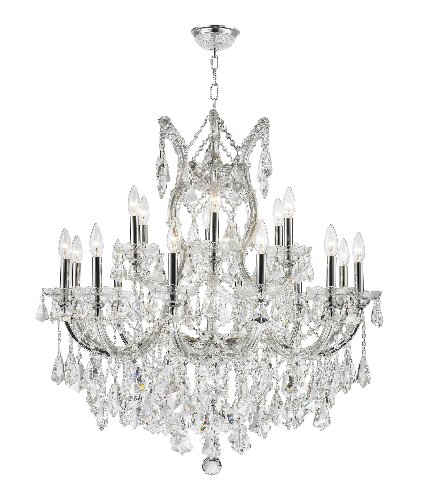 Maria Theresa 19-Light Crystal Chandelier 30 in. Dia x 28 in. H Two 2 Tier Large