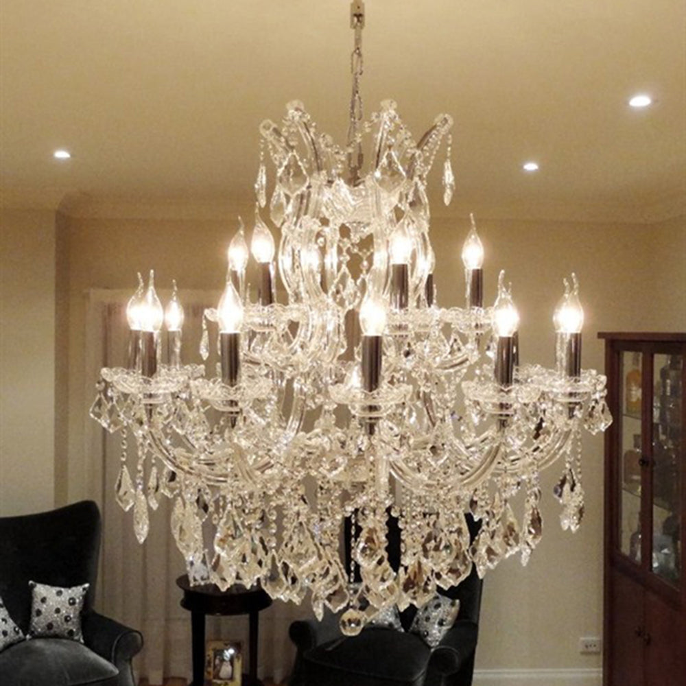Maria Theresa 19-Light Crystal Chandelier 30 in. Dia x 28 in. H Two 2 Tier Large
