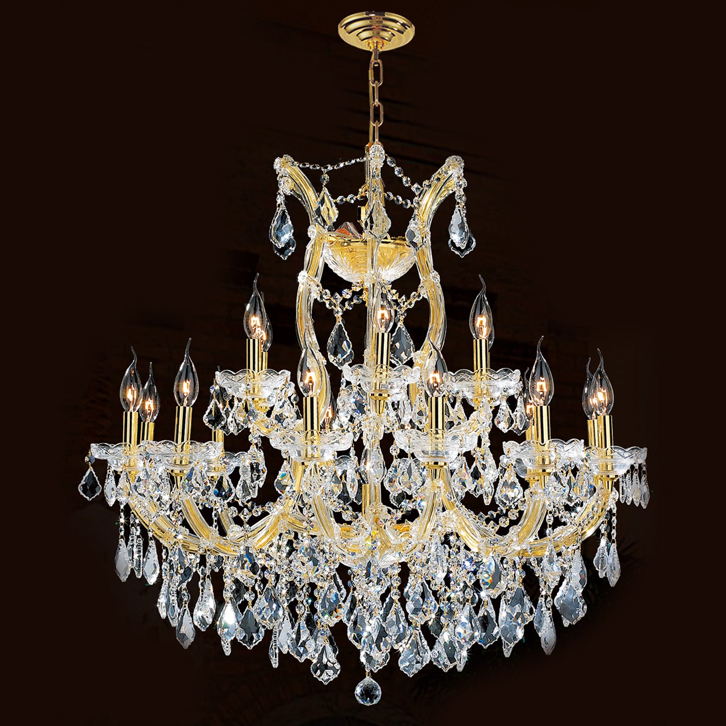Maria Theresa 19-Light Crystal Chandelier 30 in. Dia x 28 in. H Two 2 Tier Large