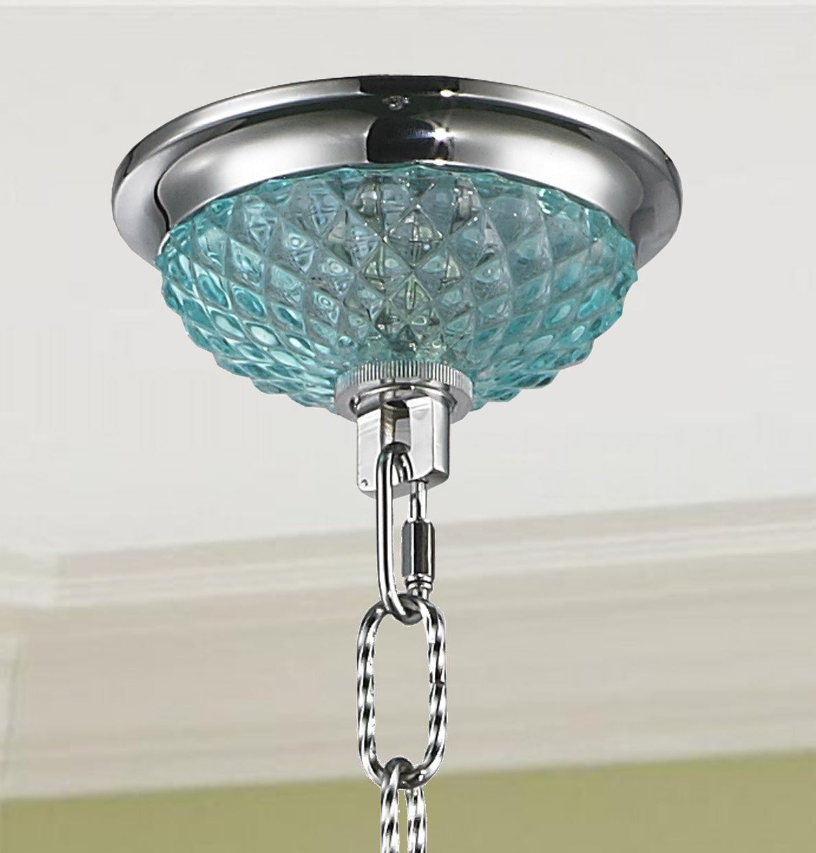 Clarion 4-Light Chrome Finish and Coral Blue Turquoise Crystal Chandelier