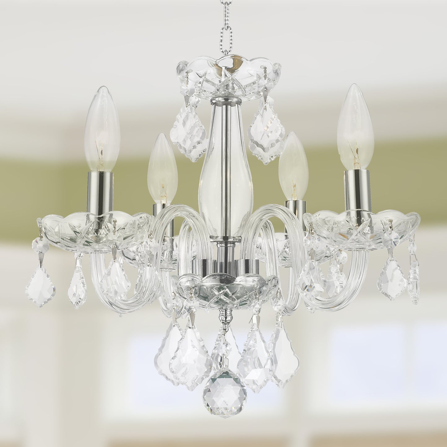 Clarion 4-Light Chrome Finish and Clear Crystal Chandelier